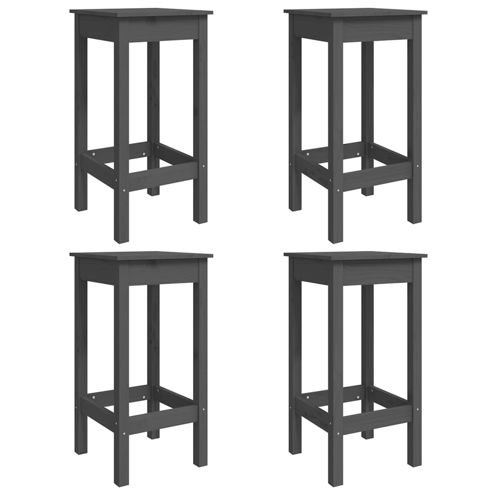 5 Piece Garden Bar Set Grey Solid Wood Pine