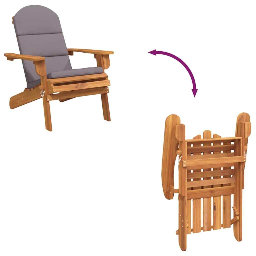 Adirondack Garden Chair with Cushions Solid Wood Acacia