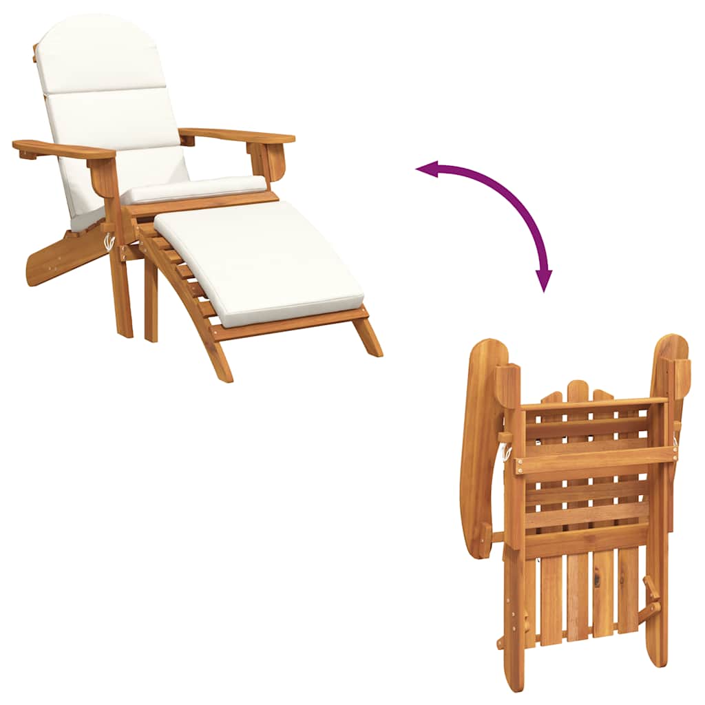 Adirondack Garden Chair with Footrest Solid Wood Acacia