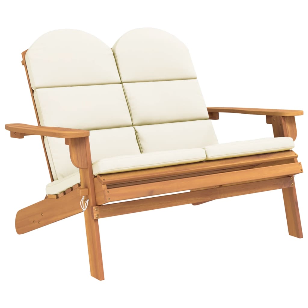 Adirondack Garden Bench with Cushions 126 cm Solid Wood Acacia
