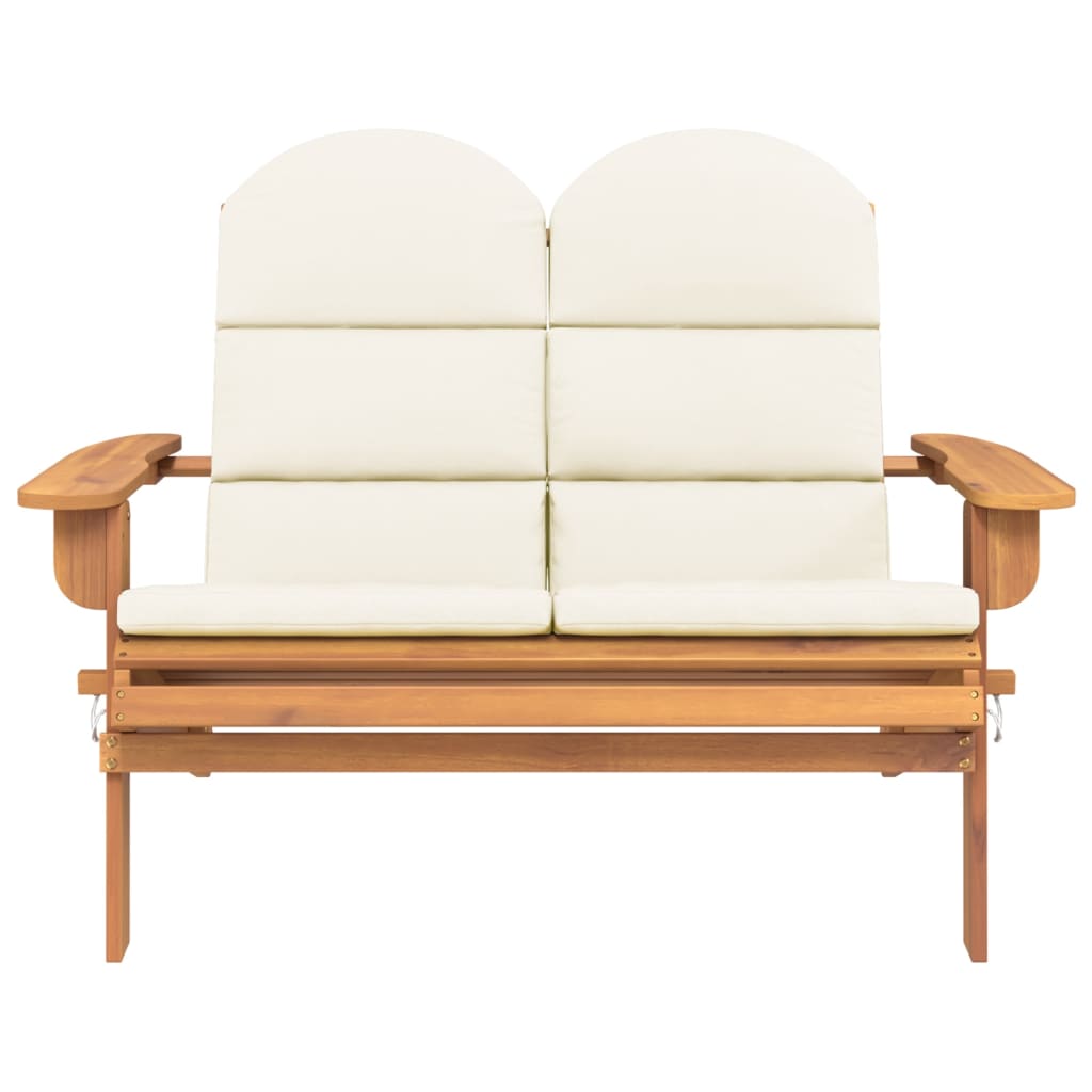 Adirondack Garden Bench with Cushions 126 cm Solid Wood Acacia