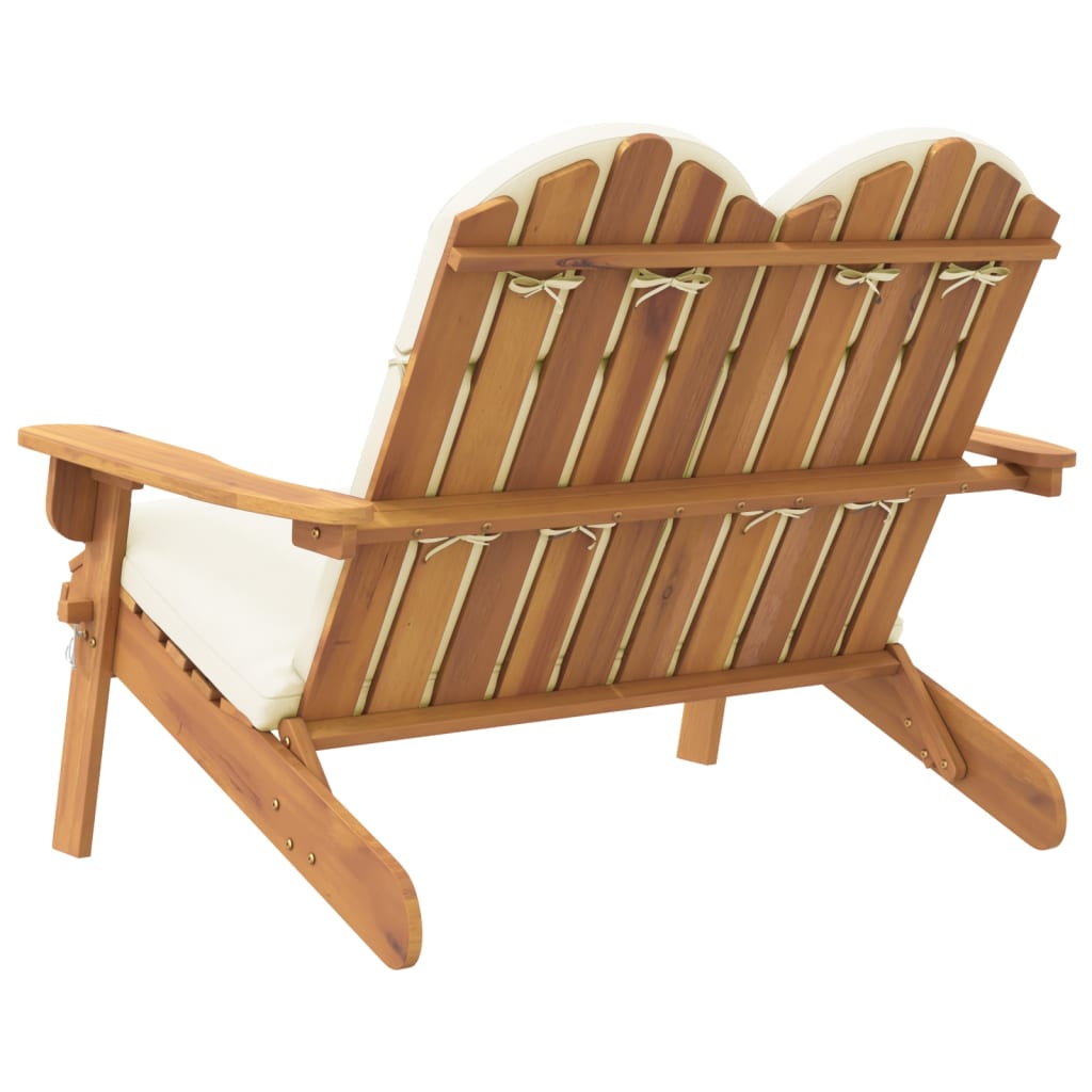 Adirondack Garden Bench with Cushions 126 cm Solid Wood Acacia