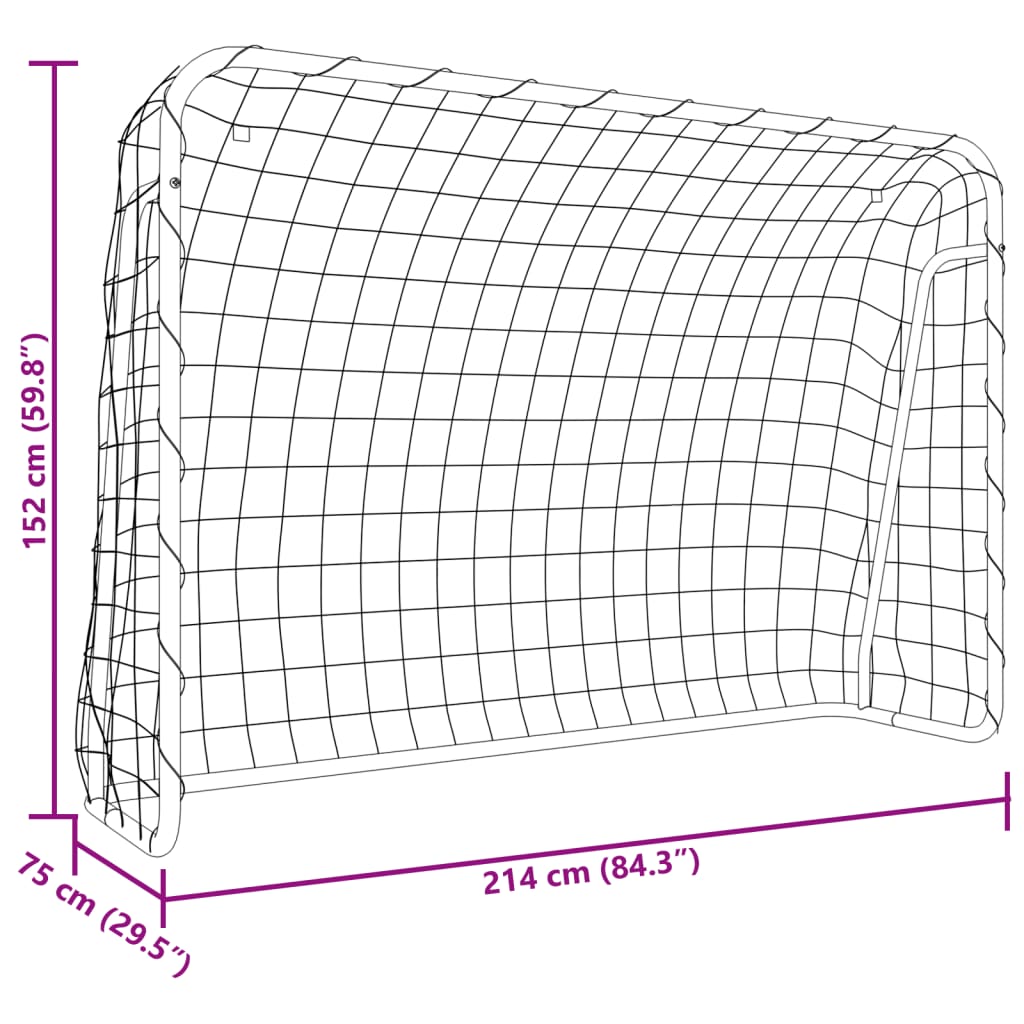 Football Goal with Net White 214x75x152 cm Steel&Polyester