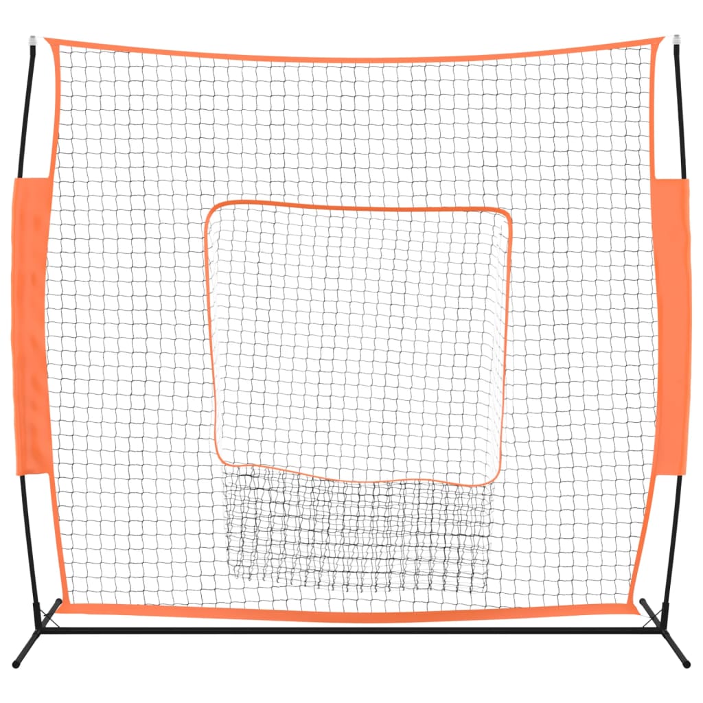 Portable Baseball Net Orange and Black 219x107x212 cm Steel and Polyester