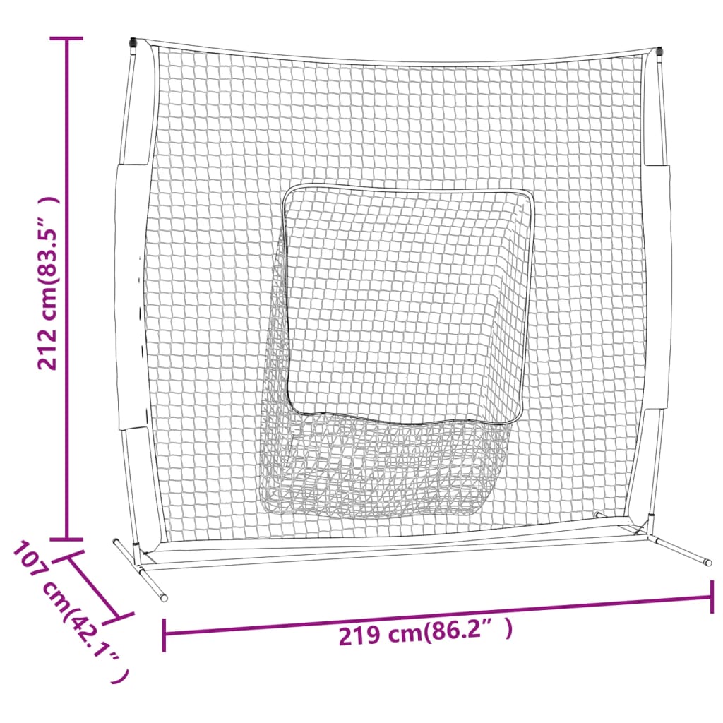 Portable Baseball Net Orange and Black 219x107x212 cm Steel and Polyester