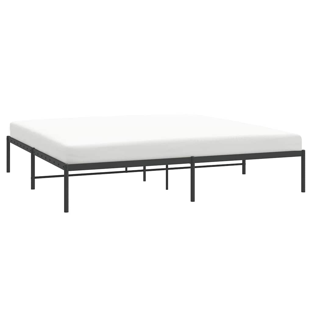 Metal Bed Frame without Mattress Black 183x203 cm King