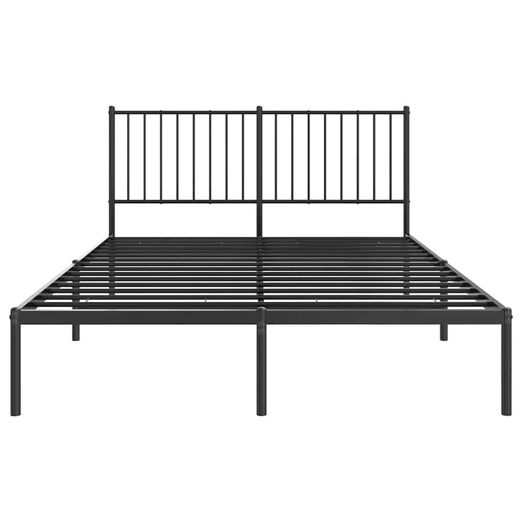 Metal Bed Frame without Mattress with Headboard Black 135x190 cm