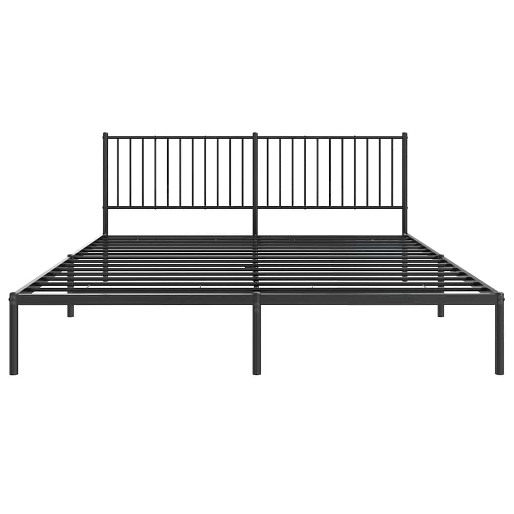 Metal Bed Frame without Mattress with Headboard Black 183x203 cm King