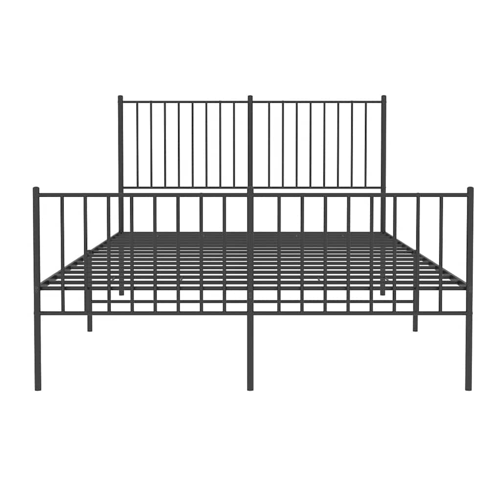 Metal Bed Frame without Mattress with Footboard Black 135x190 cm