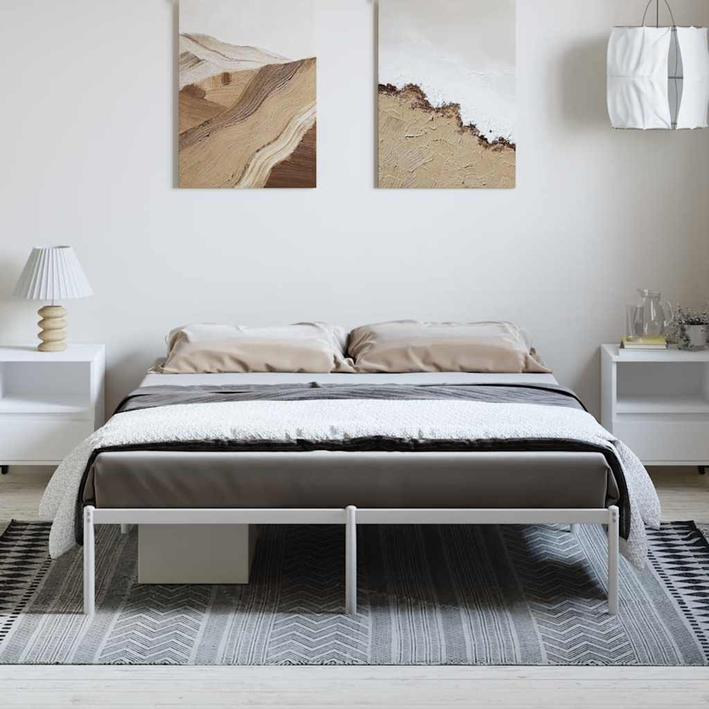 Metal Bed Frame without Mattress White 150x200 cm