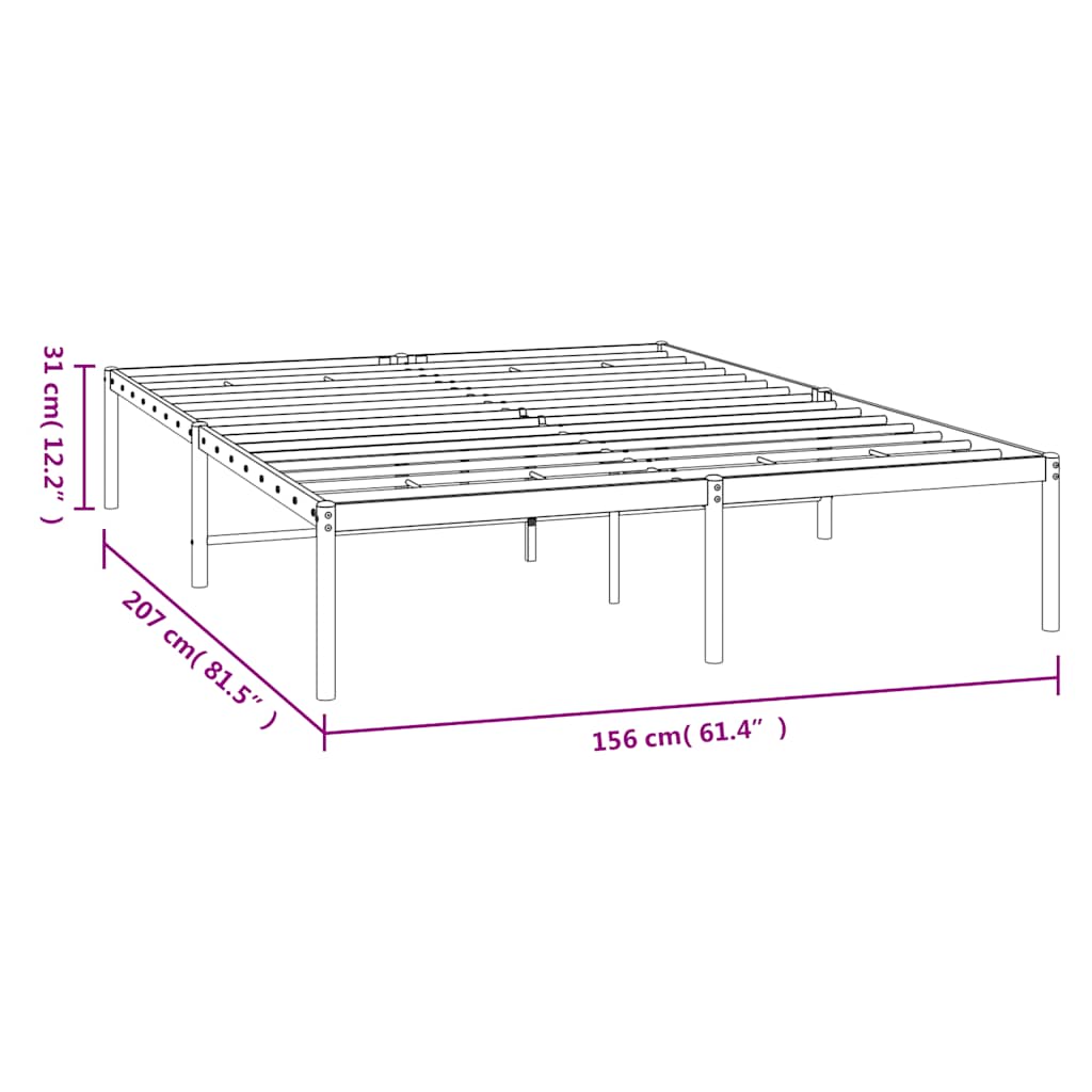 Metal Bed Frame without Mattress White 150x200 cm