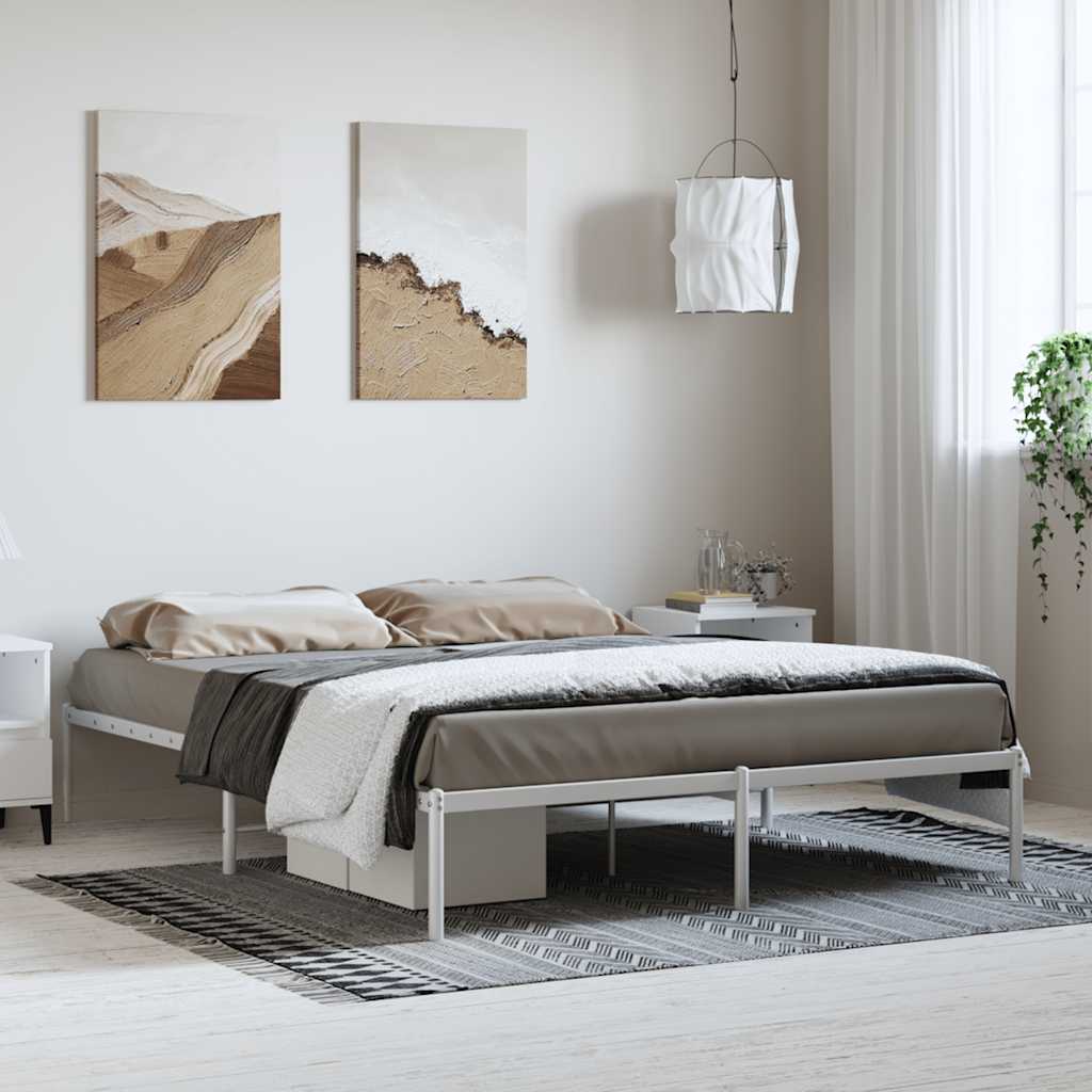Metal Bed Frame without Mattress White 150x200 cm