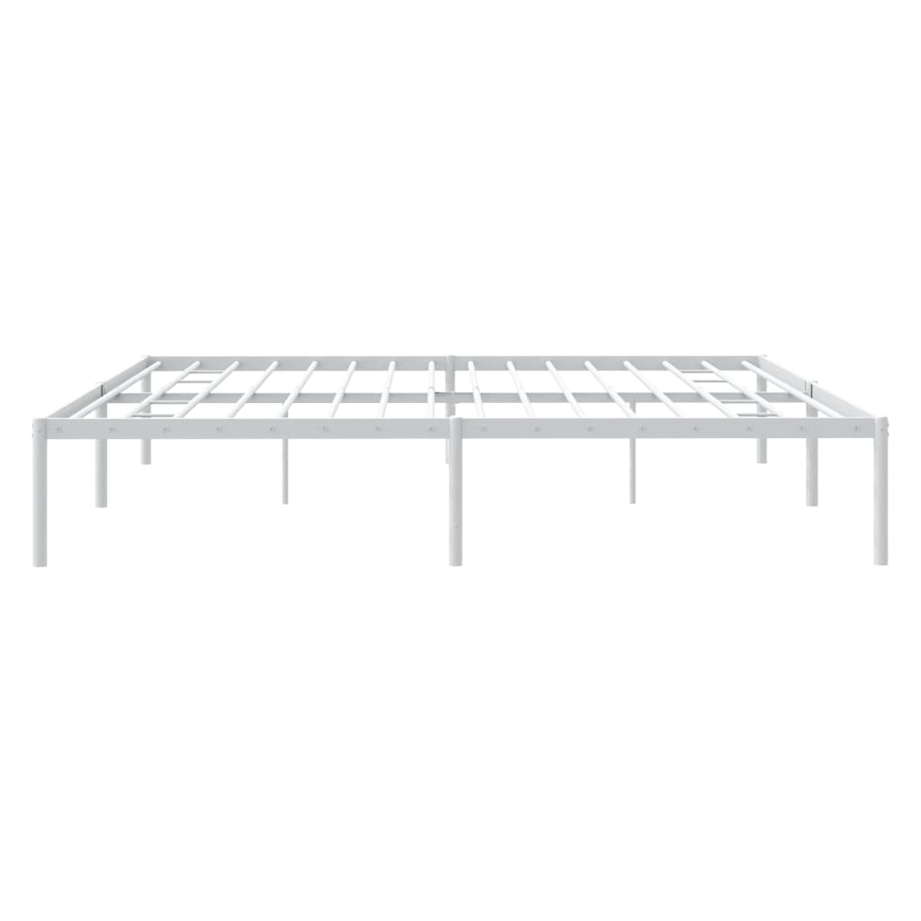 Metal Bed Frame without Mattress White 183x203 cm King