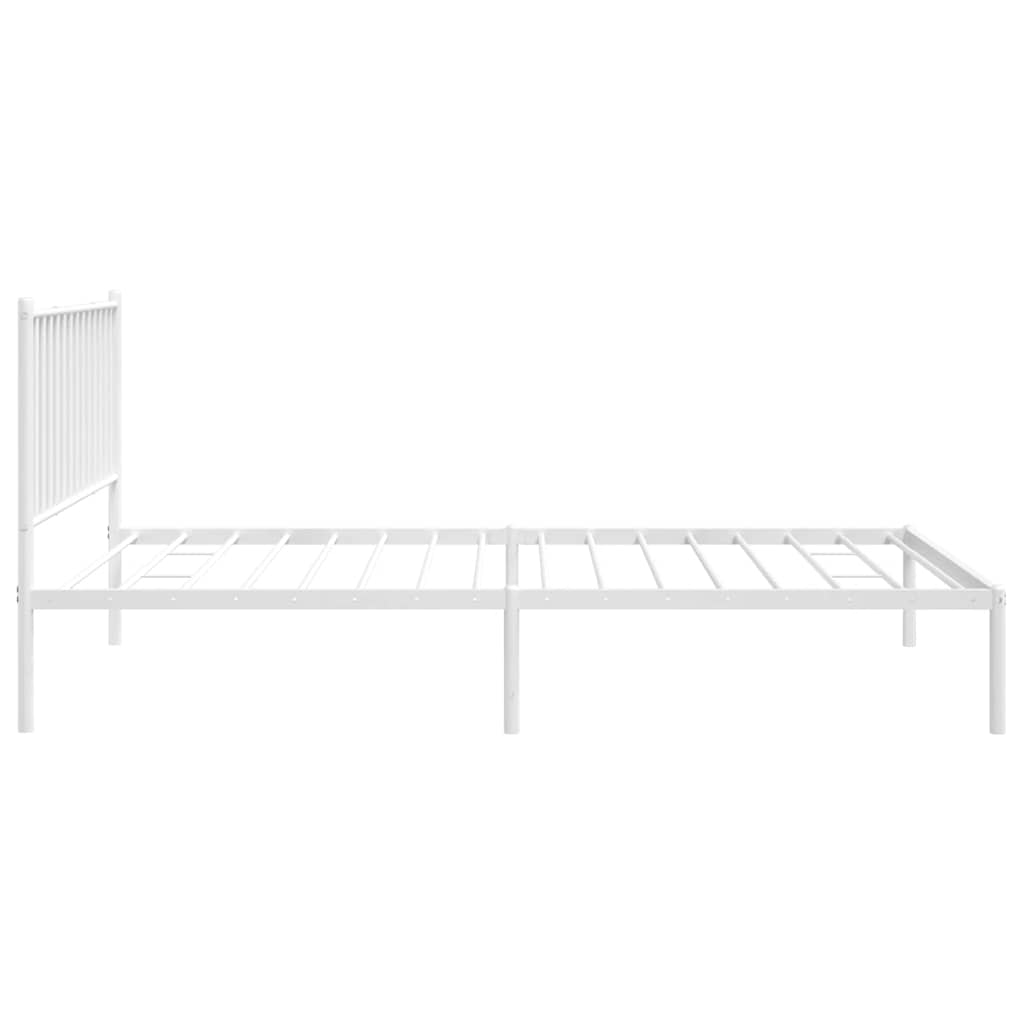 Metal Bed Frame without Mattress with Headboard White 107x203 cm King Single
