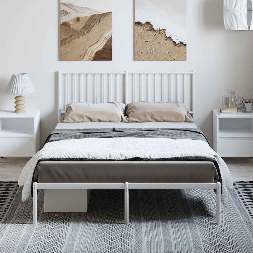 Metal Bed Frame without Mattress with Headboard White 135x190 cm