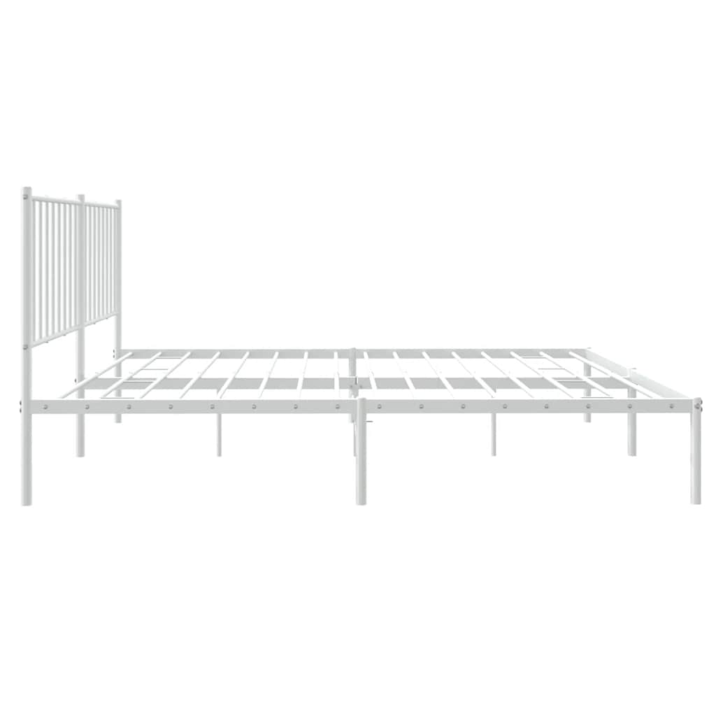 Metal Bed Frame without Mattress with Headboard White 135x190 cm