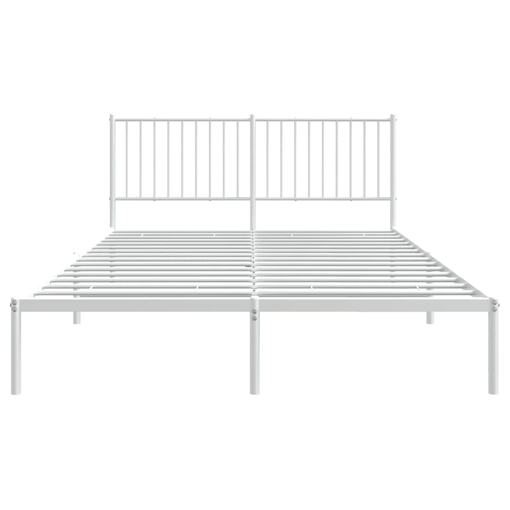 Metal Bed Frame without Mattress with Headboard White 150x200 cm
