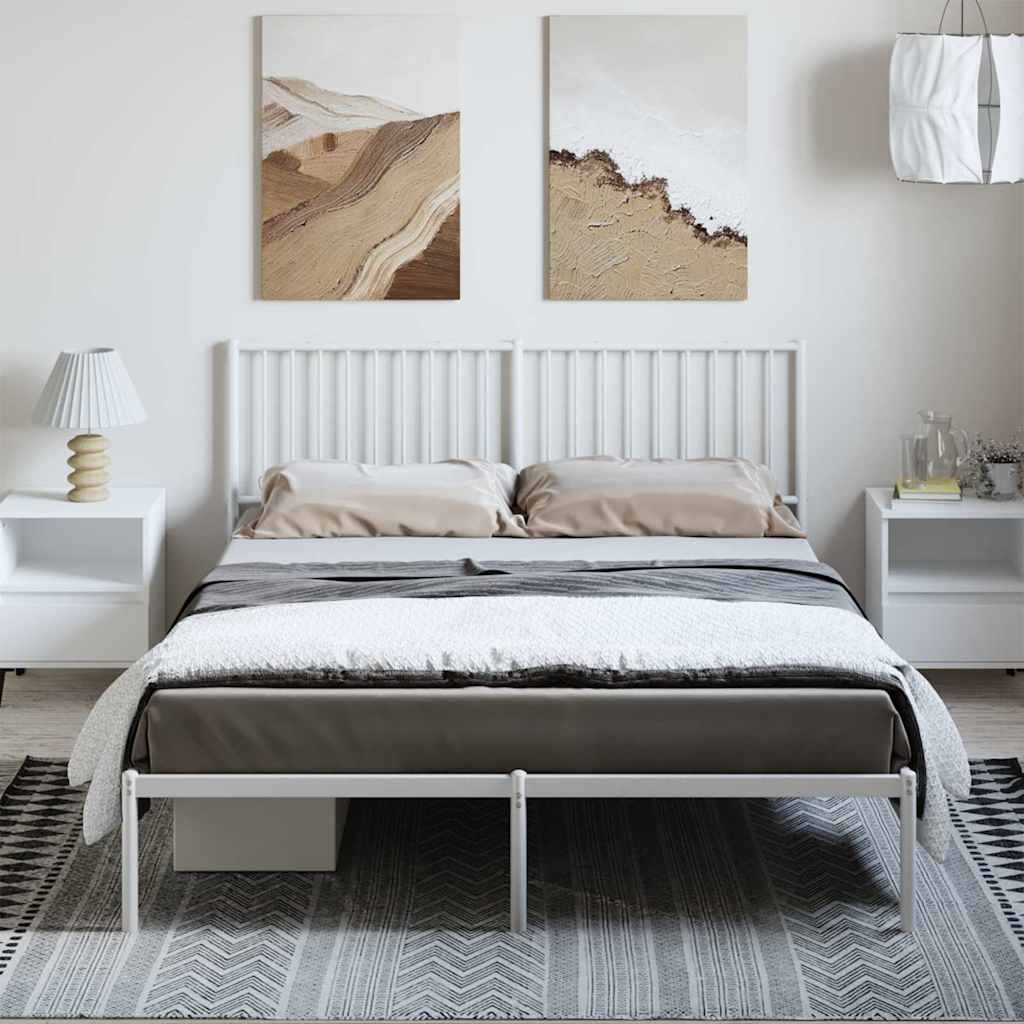 Metal Bed Frame without Mattress with Headboard White 150x200 cm