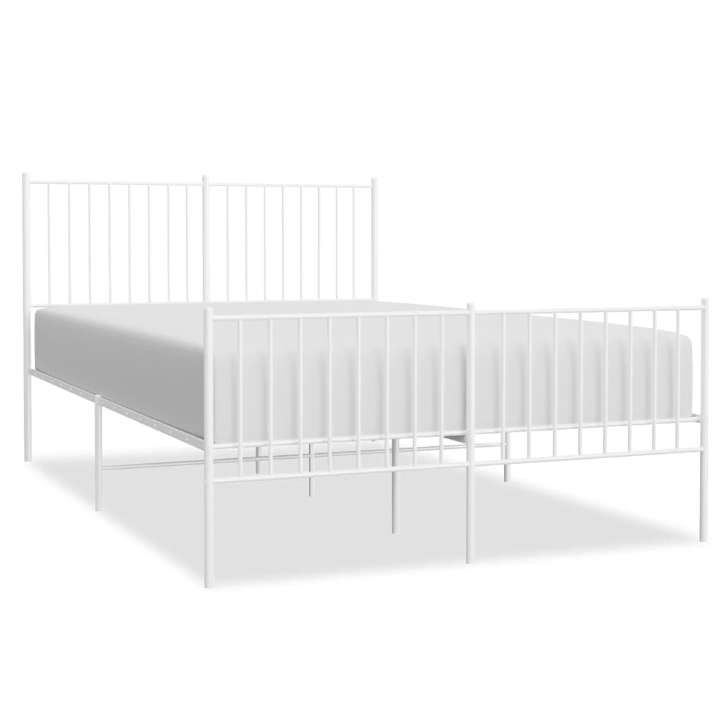 Metal Bed Frame without Mattress with Footboard White 135x190 cm