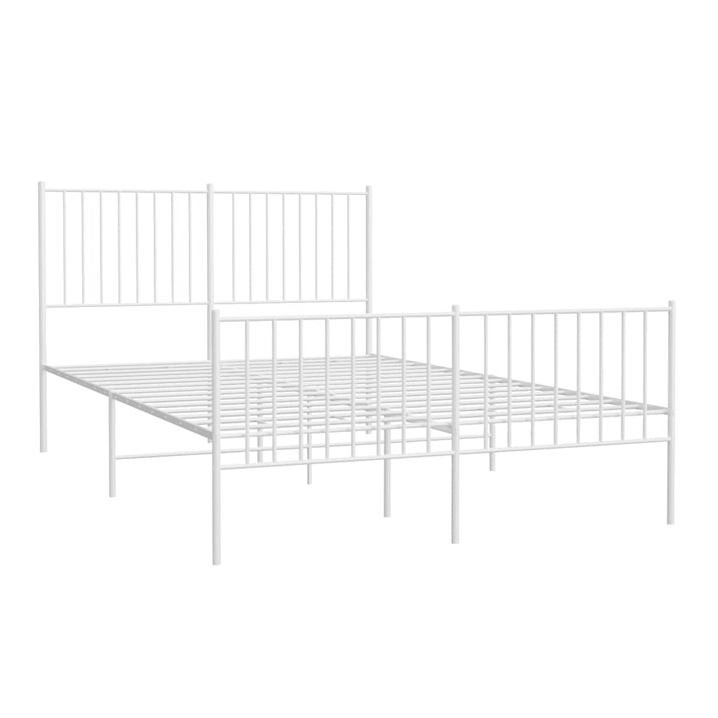Metal Bed Frame without Mattress with Footboard White 135x190 cm