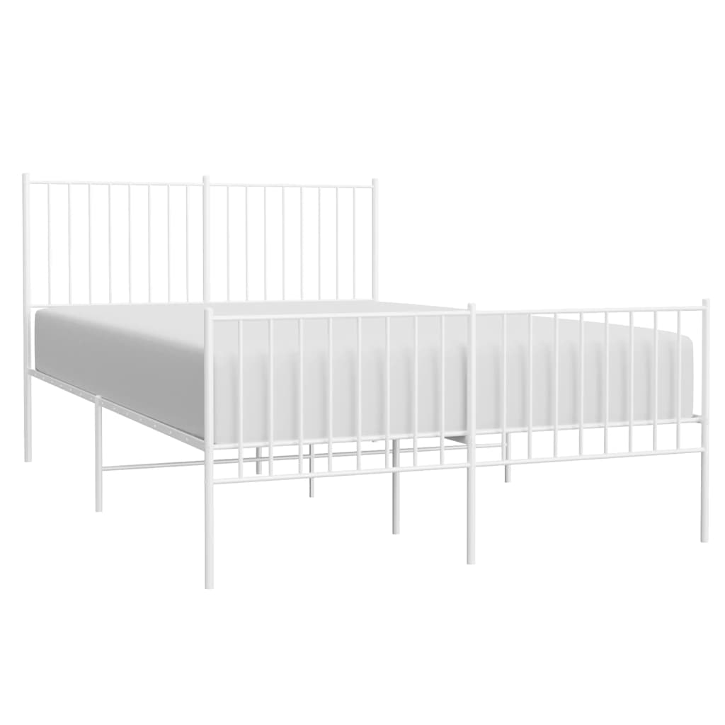 Metal Bed Frame without Mattress with Footboard White 135x190 cm