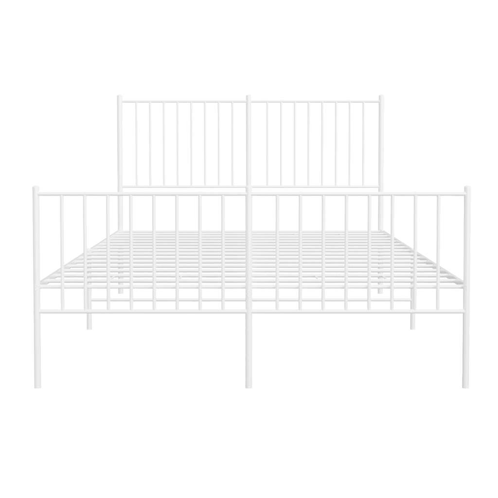 Metal Bed Frame without Mattress with Footboard White 135x190 cm