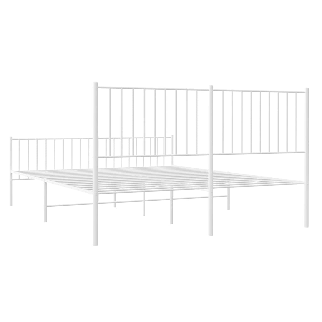 Metal Bed Frame without Mattress with Footboard White 150x200 cm