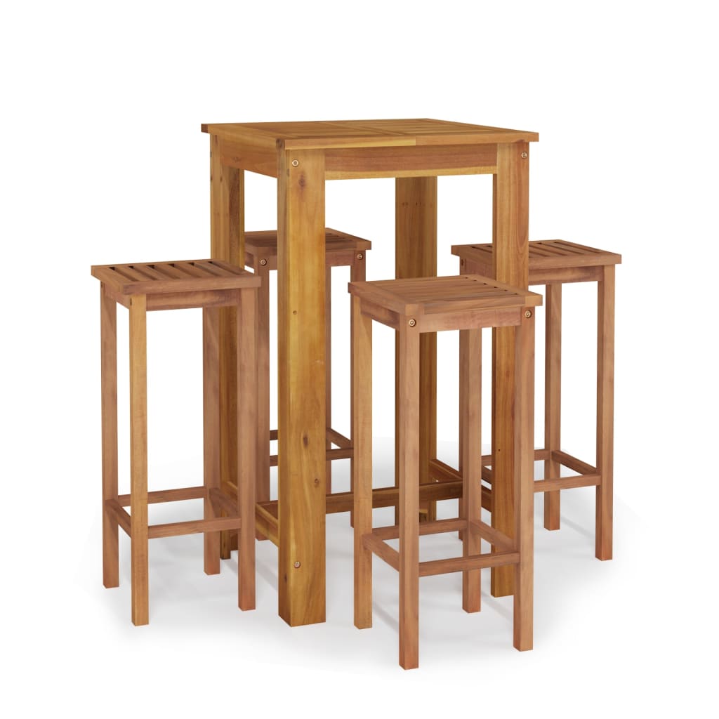 5 Piece Garden Bar Set Solid Wood Acacia