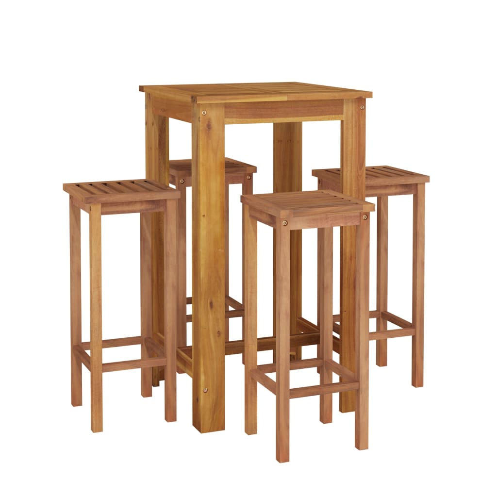 5 Piece Garden Bar Set Solid Wood Acacia