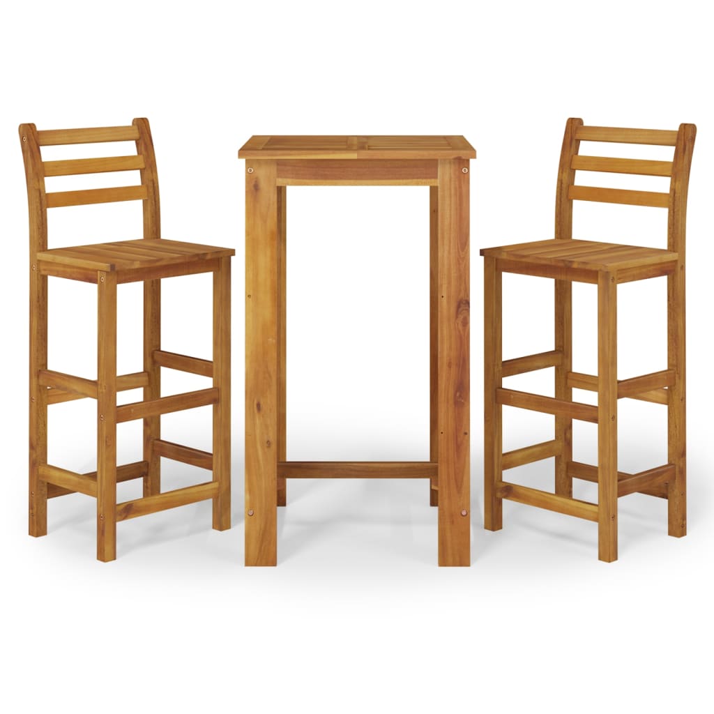 3 Piece Garden Bar Set Solid Wood Acacia