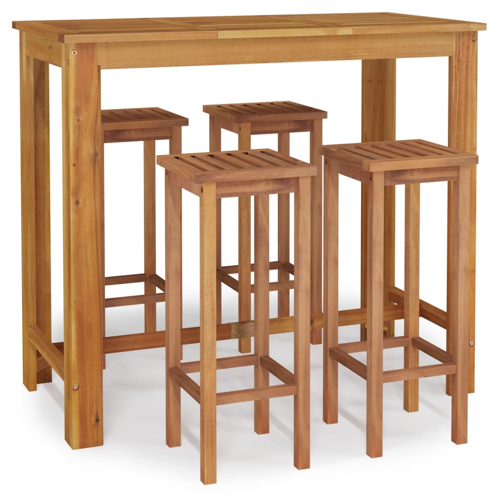 5 Piece Garden Bar Set Solid Wood Acacia