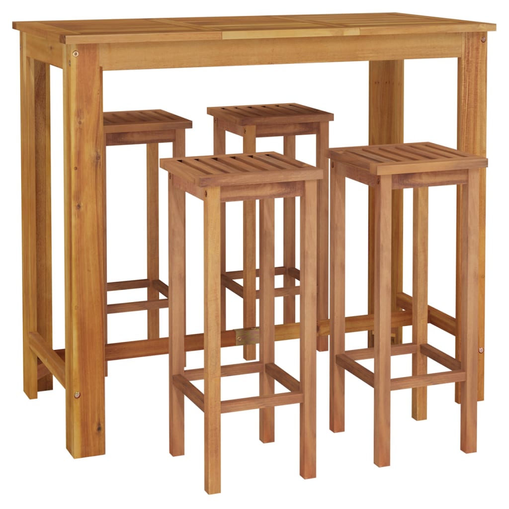 5 Piece Garden Bar Set Solid Wood Acacia