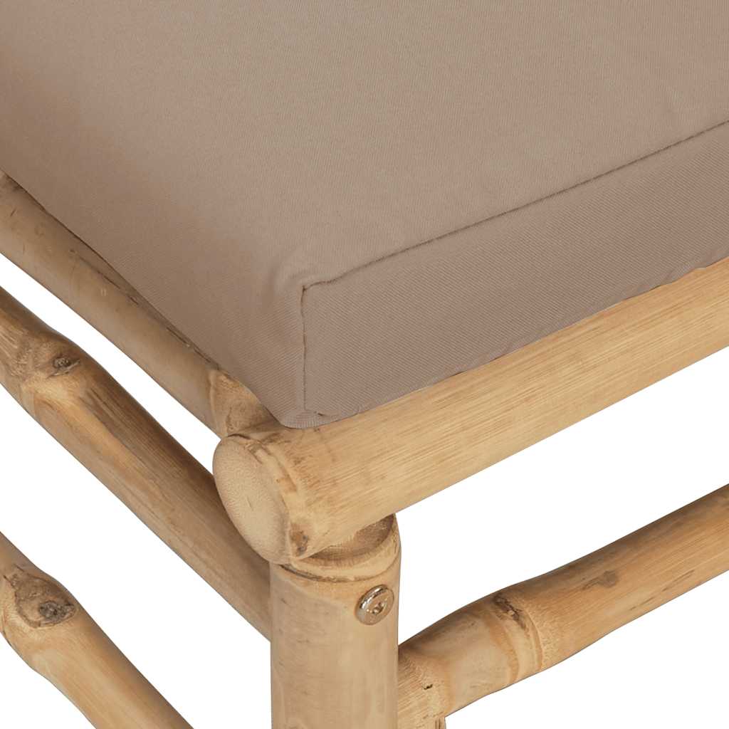Garden Footstool with Taupe Cushion Bamboo