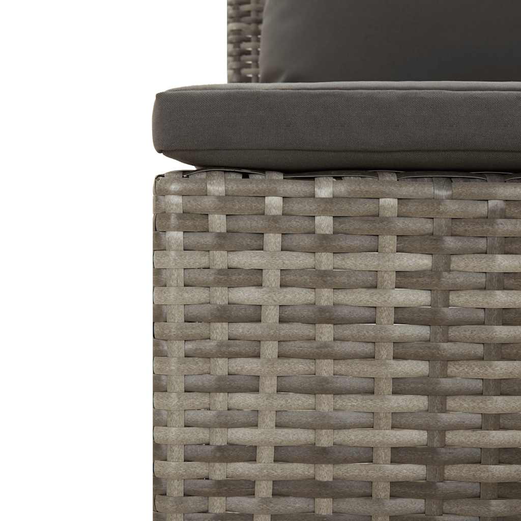 Garden Middle Sofa with Cushion Grey Poly Rattan