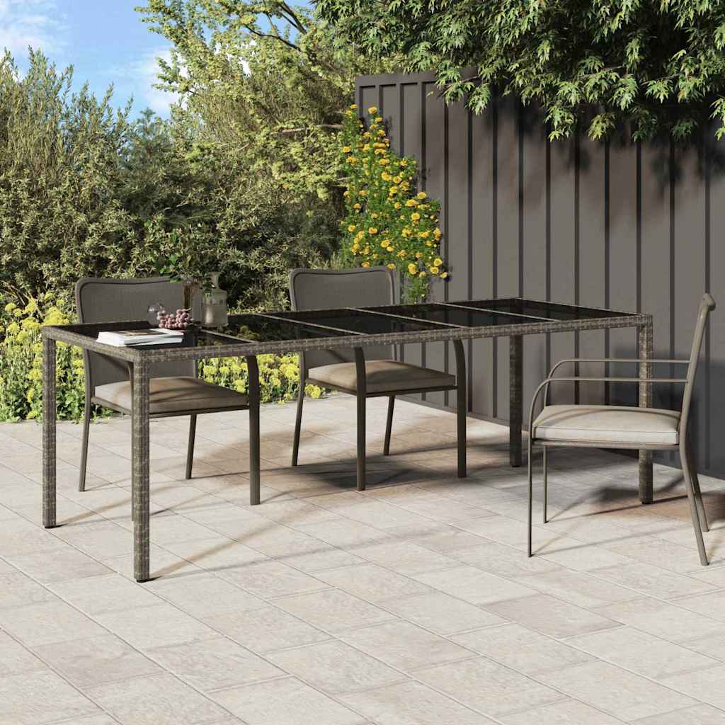 Garden Dining Table Grey 250 x 100 x 75 cm Poly rattan