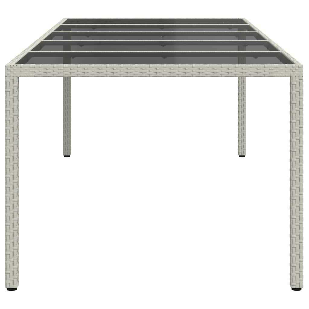 Garden Table White 250x100x75 cm Poly Rattan and Tempered Glass