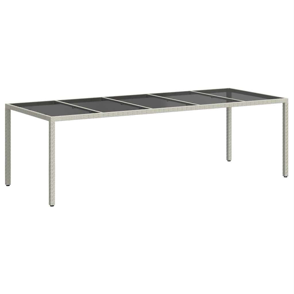 Garden Table White 250x100x75 cm Poly Rattan and Tempered Glass