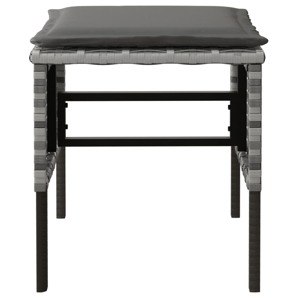 Garden Footstools with Cushions 4 pcs Grey Poly Rattan