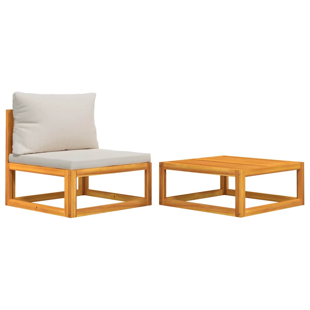 2 Piece Garden Sofa Set with Cushions Solid Wood Acacia