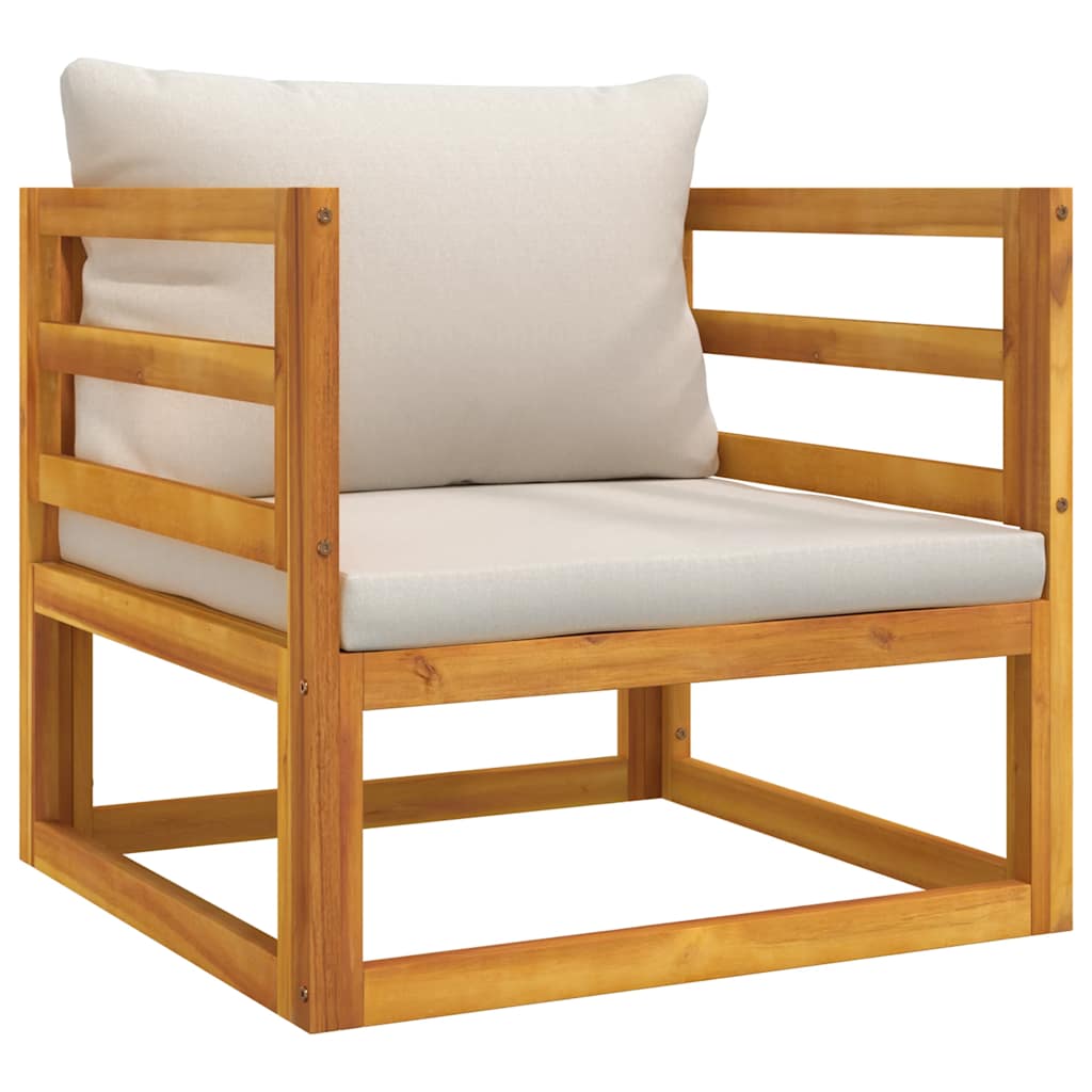 Garden Chair with Light Grey Cushions Solid Wood Acacia
