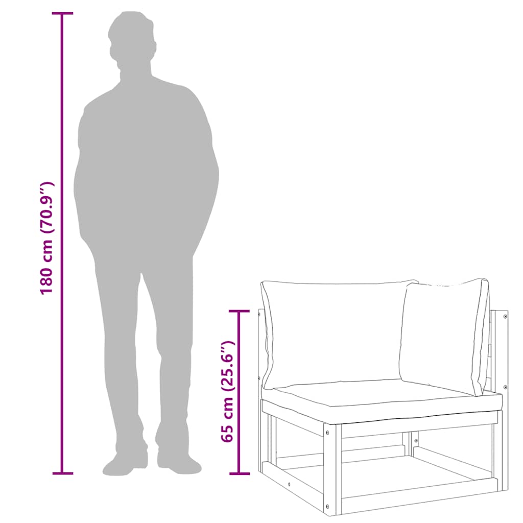 Sectional Corner Sofa with Green Cushions Solid Wood Acacia