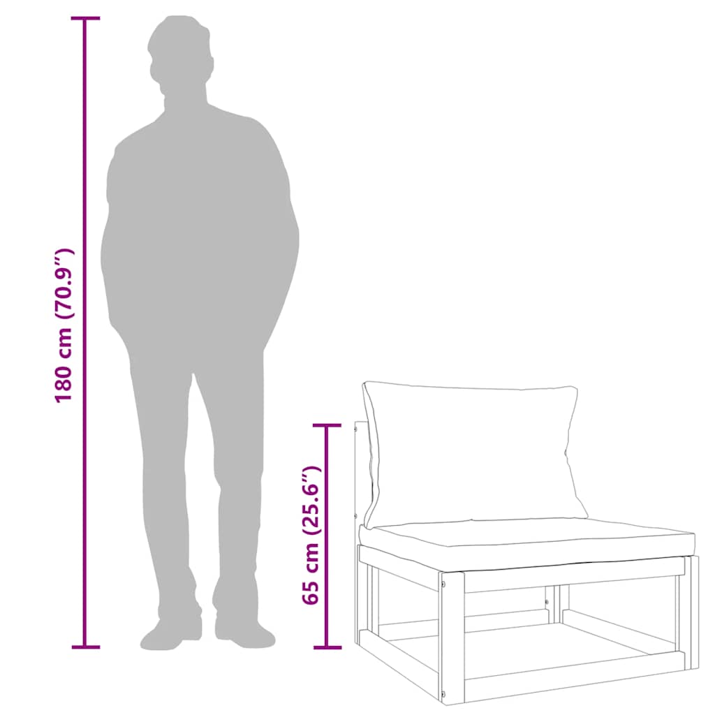 Garden Middle Sofa with Green Cushions Solid Wood Acacia