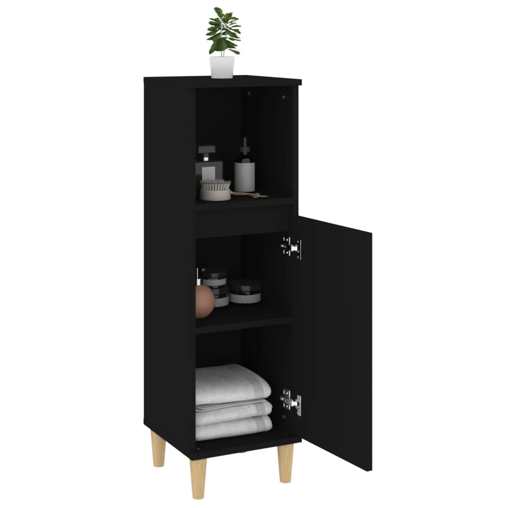Bathroom Cabinet Black 30x30x100 cm Engineered Wood
