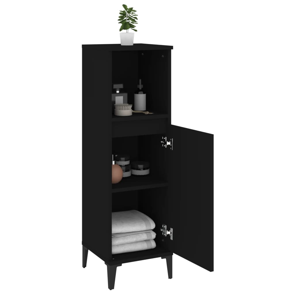 Bathroom Cabinet Black 30x30x100 cm Engineered Wood