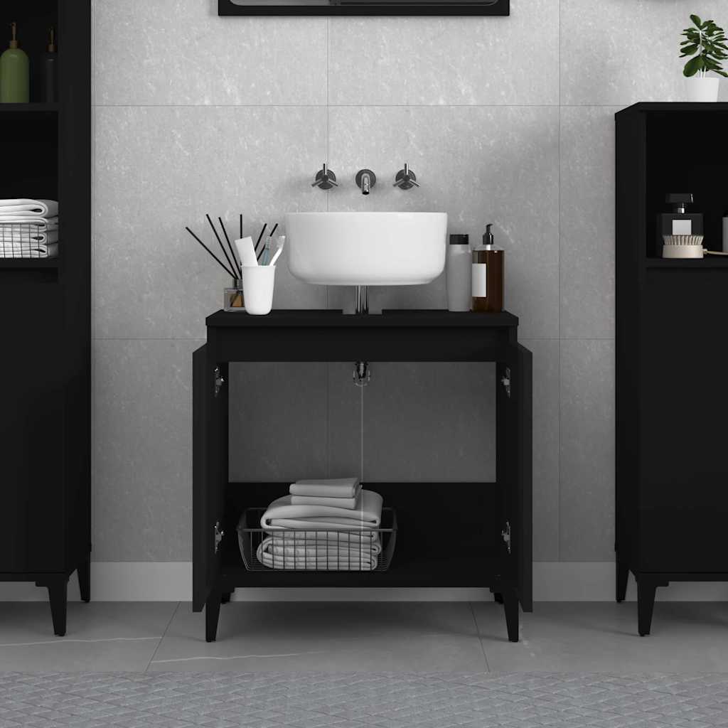 Sink Cabinet Black 58x33x60 cm Engineered Wood