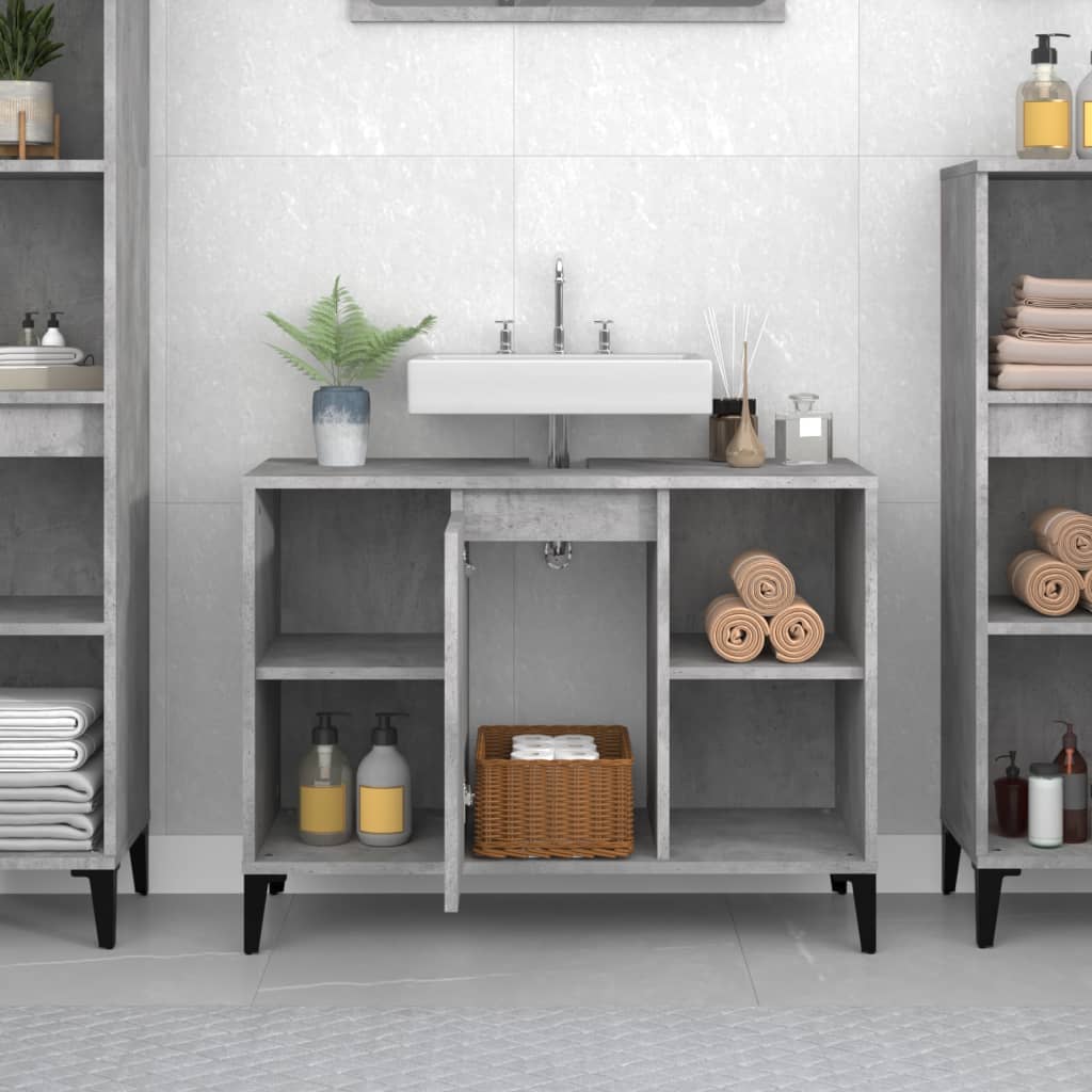 Sink Cabinet Concrete Grey 80x33x60 cm Engineered Wood