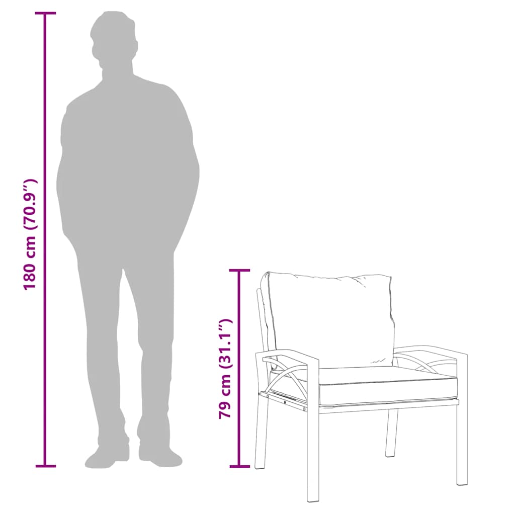 Garden Chair with Grey Cushions 68x76x79 cm Steel