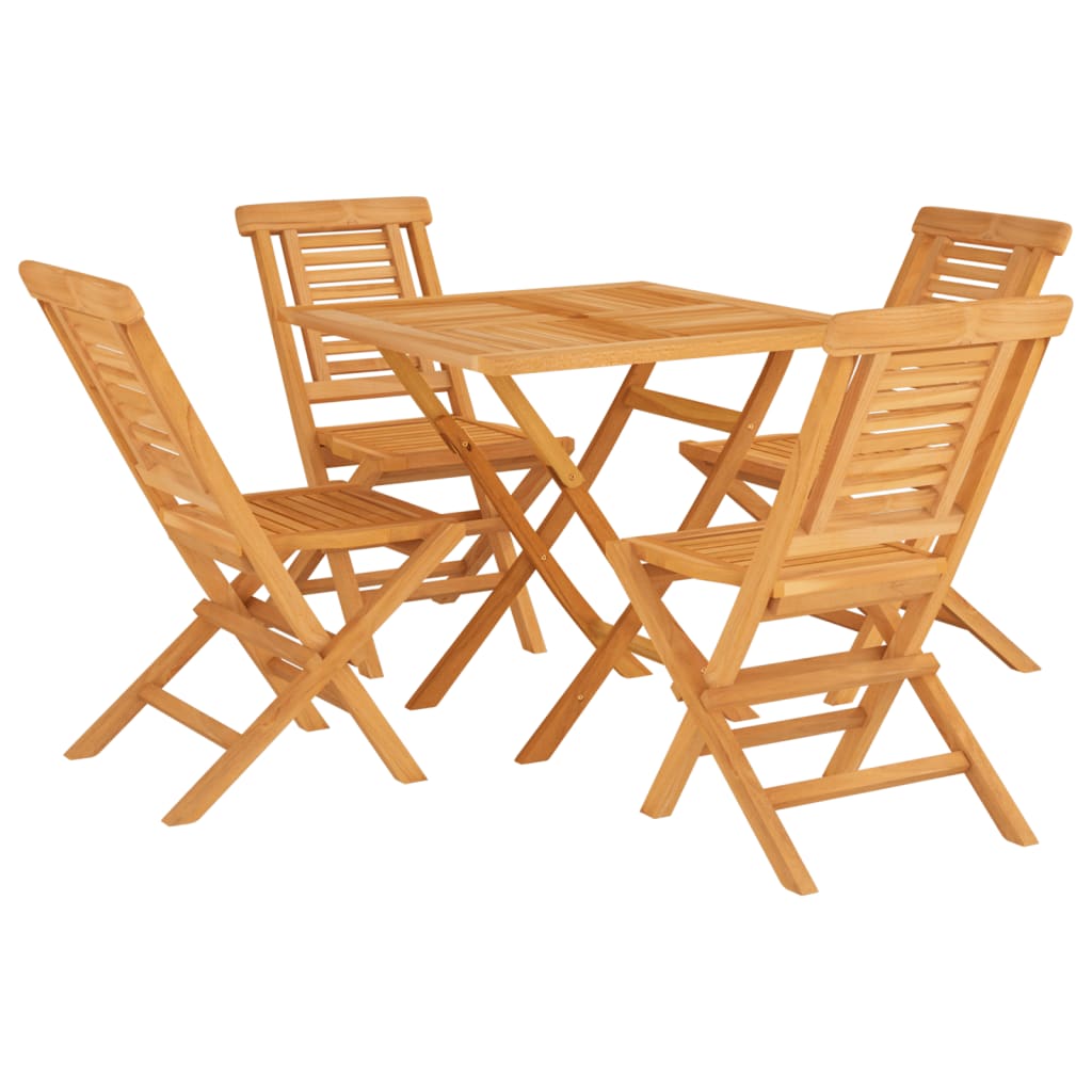 5 Piece Garden Dining Set Solid Wood Teak