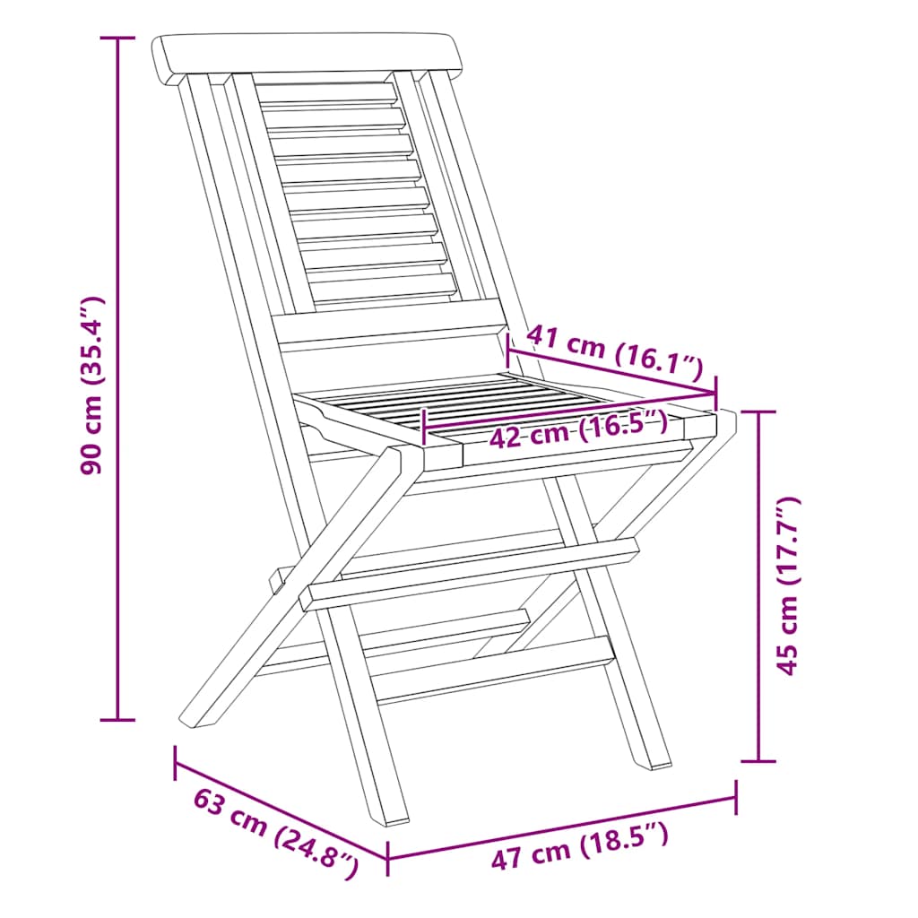 Folding Garden Chairs 4 pcs 47x63x90 cm Solid Wood Teak