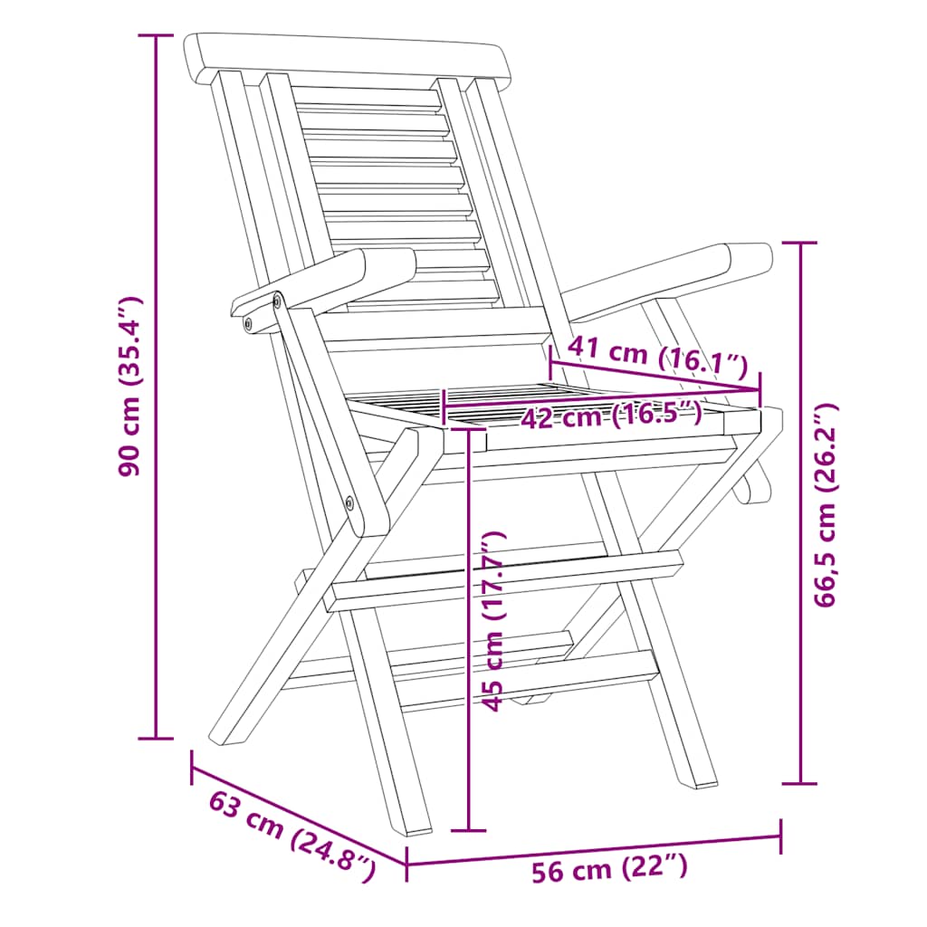 Folding Garden Chairs 4 pcs 56x63x90 cm Solid Wood Teak